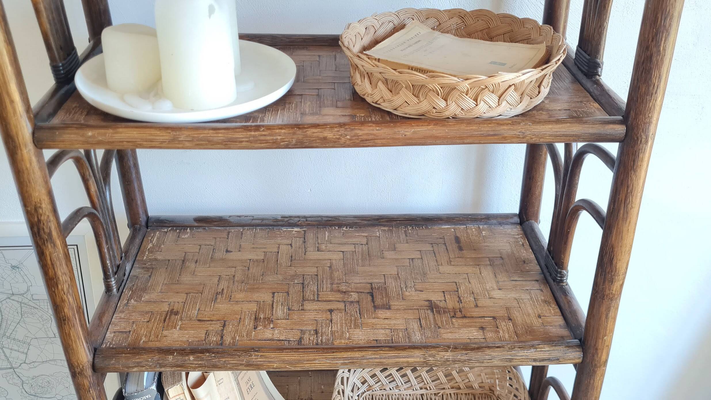 Vintage rattan library from the 70s