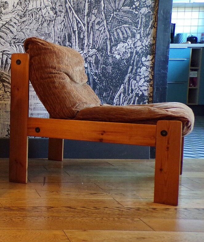 Chauffeuse scandinave pin et velours