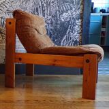 Chauffeuse scandinave pin et velours