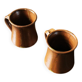 Set of 2 cups Vintage stoneware mugs