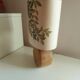 Wooden lamp with silk lampshade, hand painted, signed