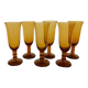Série de 6 flûtes à champagne en verre ambré