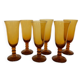 Set of 6 amber glass champagne flutes