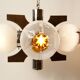 Lustre mazzega Murano 4 boules et teck 1960