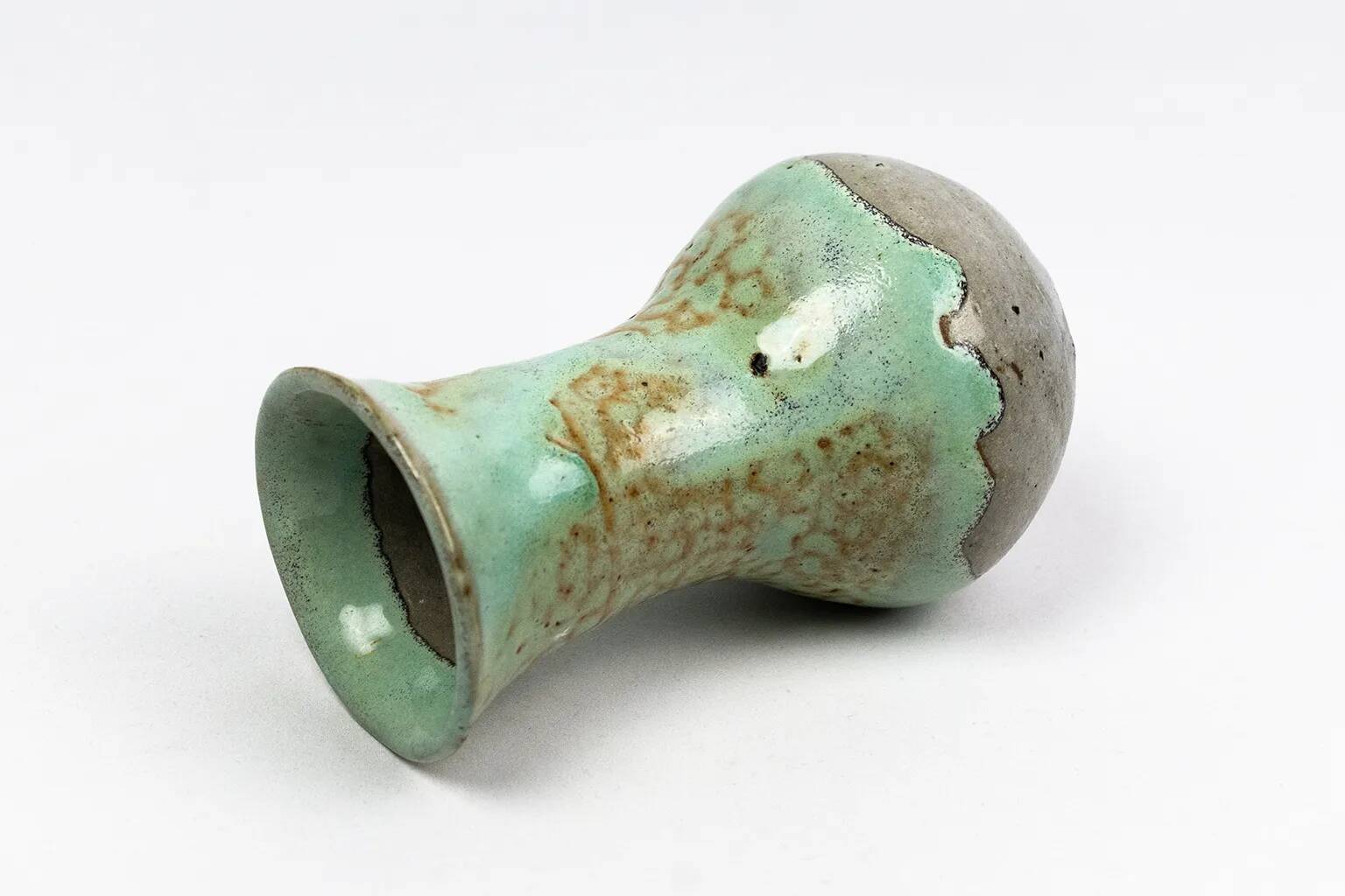 Eugène Lion, stoneware vase from Puisaye, Carriès school, turquoise glaze.