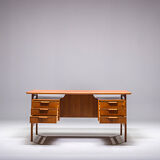 Model 75 Teak Desk by Gunni Omann for Omann Jun Furniture Factory, 1960s