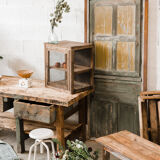 Green wooden workbench – 2 drawers