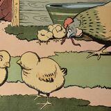 Old humorous satirical illustration of animals (chicks) - 1930