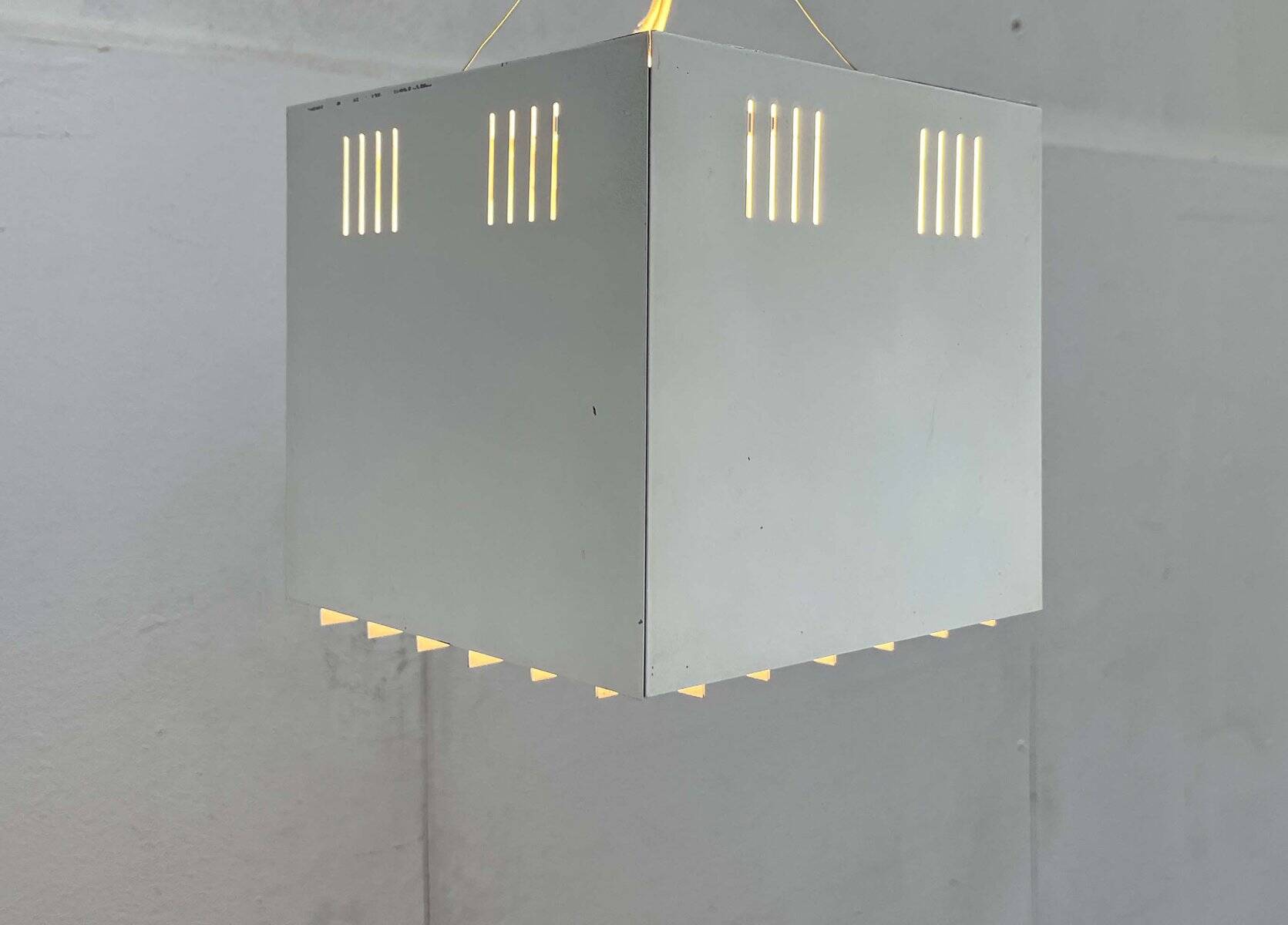 Modern minimalist cube ceiling light from the mid-century, Finland, 1960s.