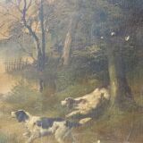 Pendants de scènes de chasse, huiles sur toile encadrées