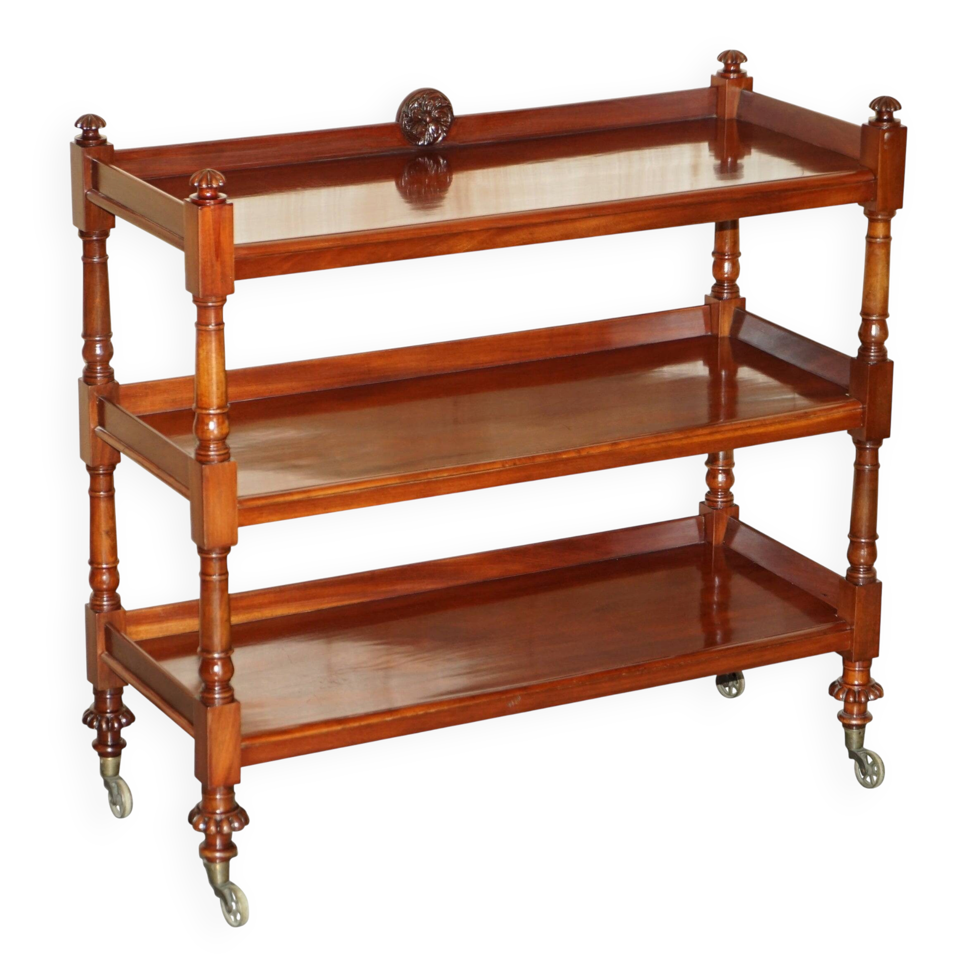 Chariot bibliothèque en acajou circa 1840 à trois niveaux