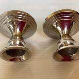 Pair of small silver metal candlesticks