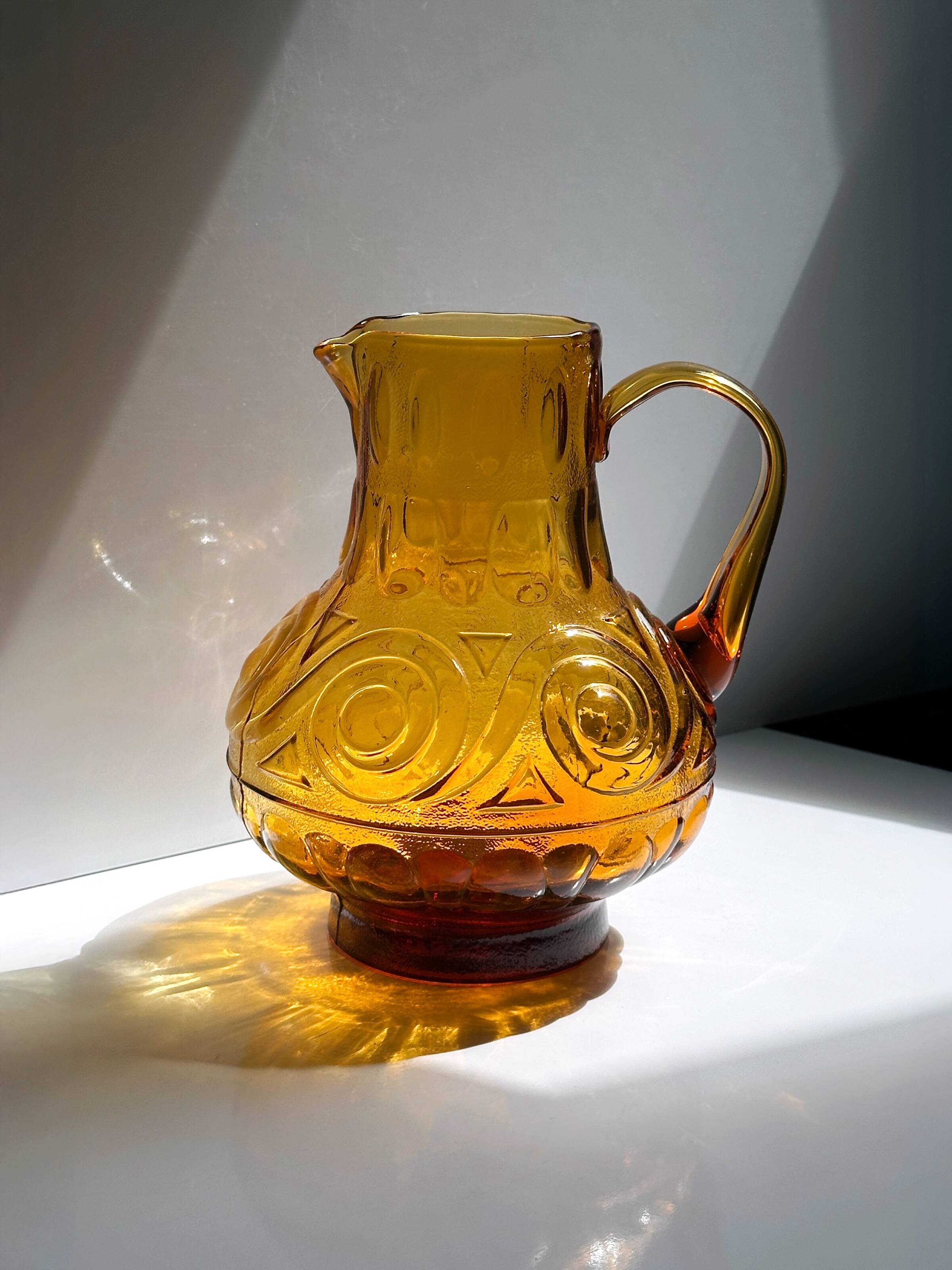 Amber colored Italian Carafe by MCM Empoli 1970s