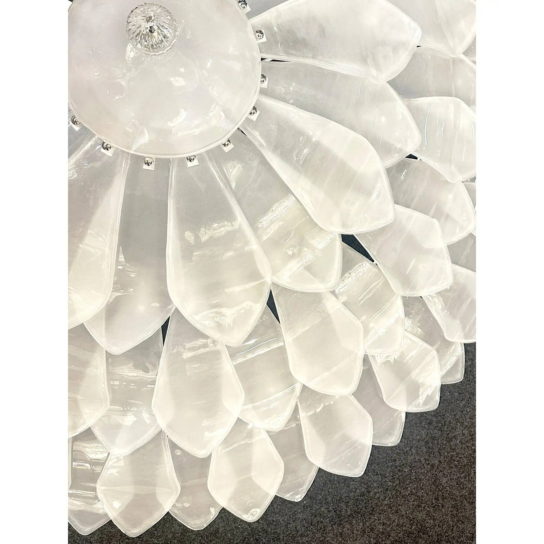 Huge Contemporary Imperial Sanded “Petals” Murano Glass Flush Mount by Simo