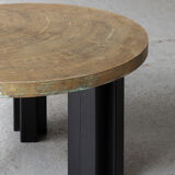 Table basse en laiton gravé par Christian Krekels, Belgique, 1990
