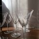 6 crystal water/wine glasses with flat ribs, vintage