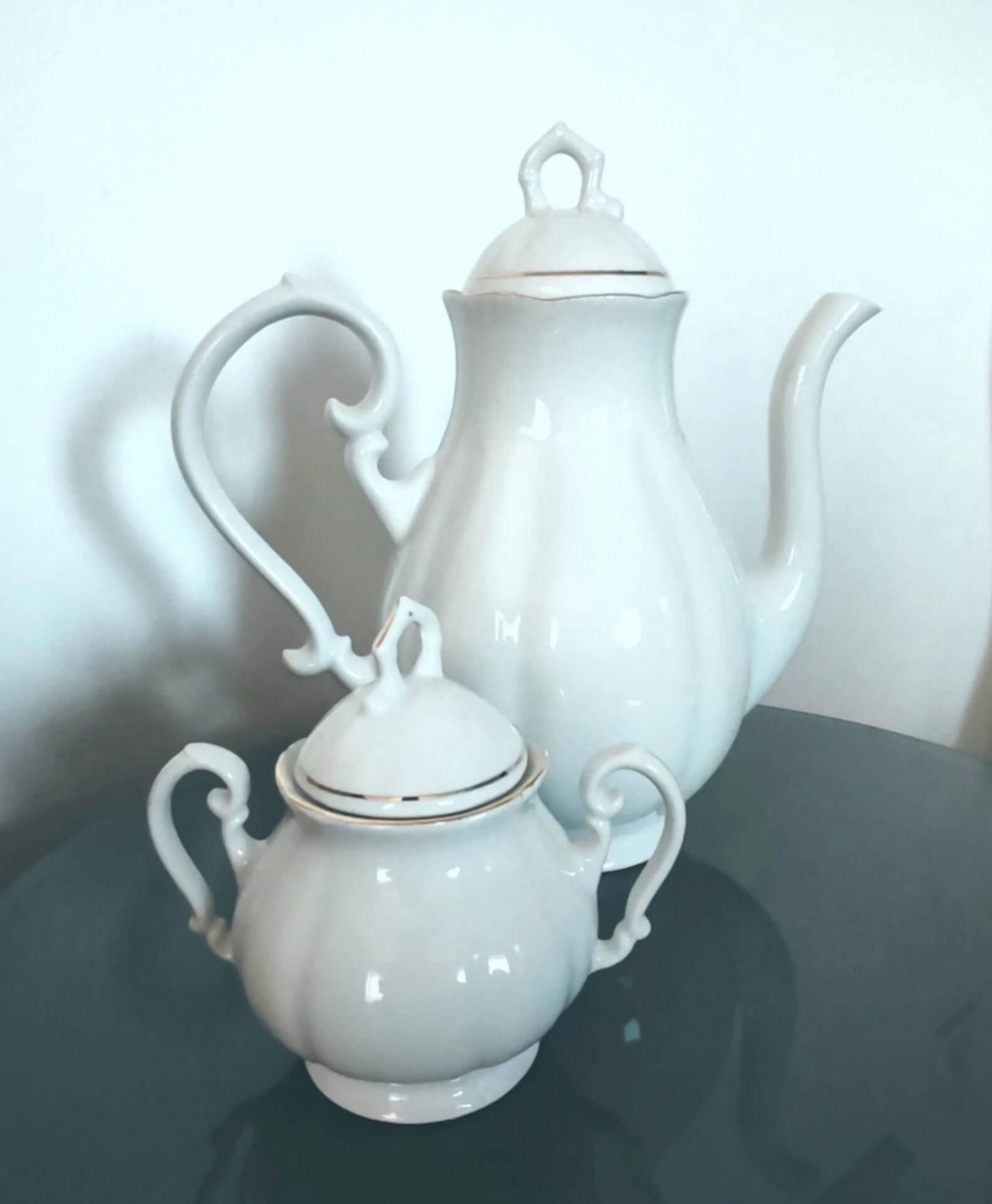 Grande Cafetière Et Sucrier En Porcelaine Fine Italie