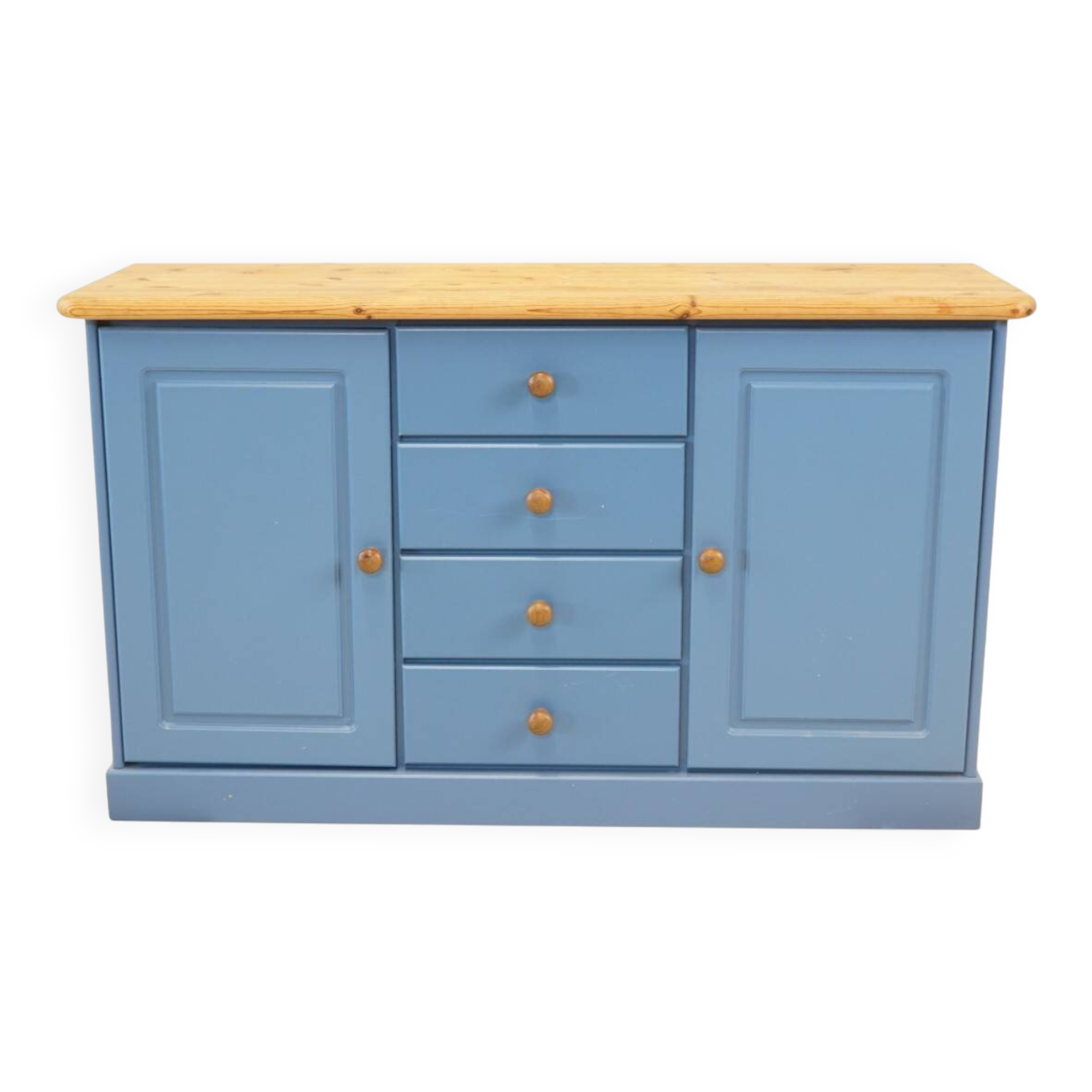 Vintage blue sideboard with 4 drawers and 2 doors - Scandinavian style Sweden 1960