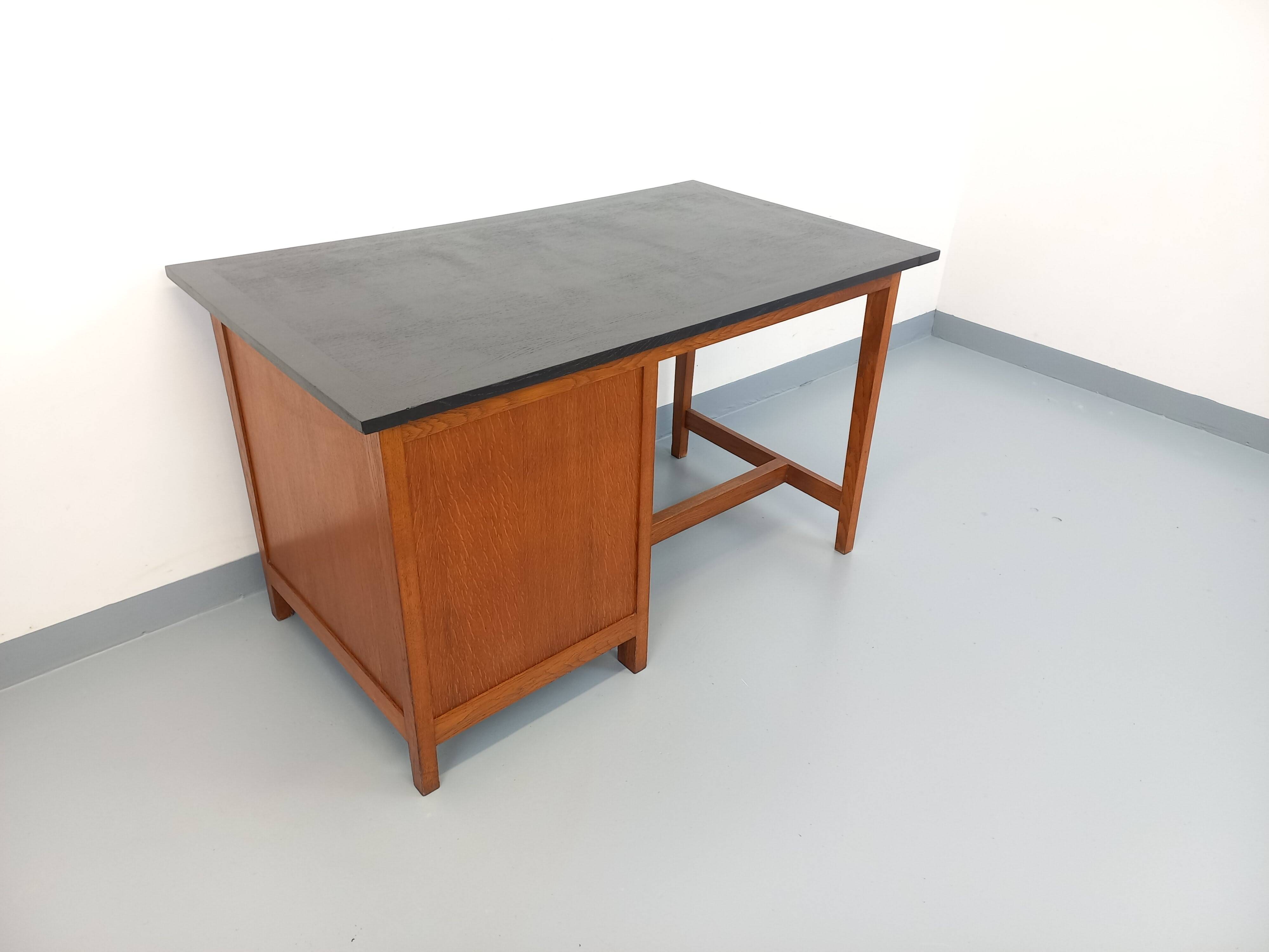 Vintage oak desk from the 1960s.
