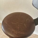 Chaise de bar vintage en métal faite à la main : siège pivotant en cuir à hauteur réglable