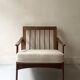 Scandinavian armchair in wood, Pierre Frey fabric, refurbished, Denmark 1950.