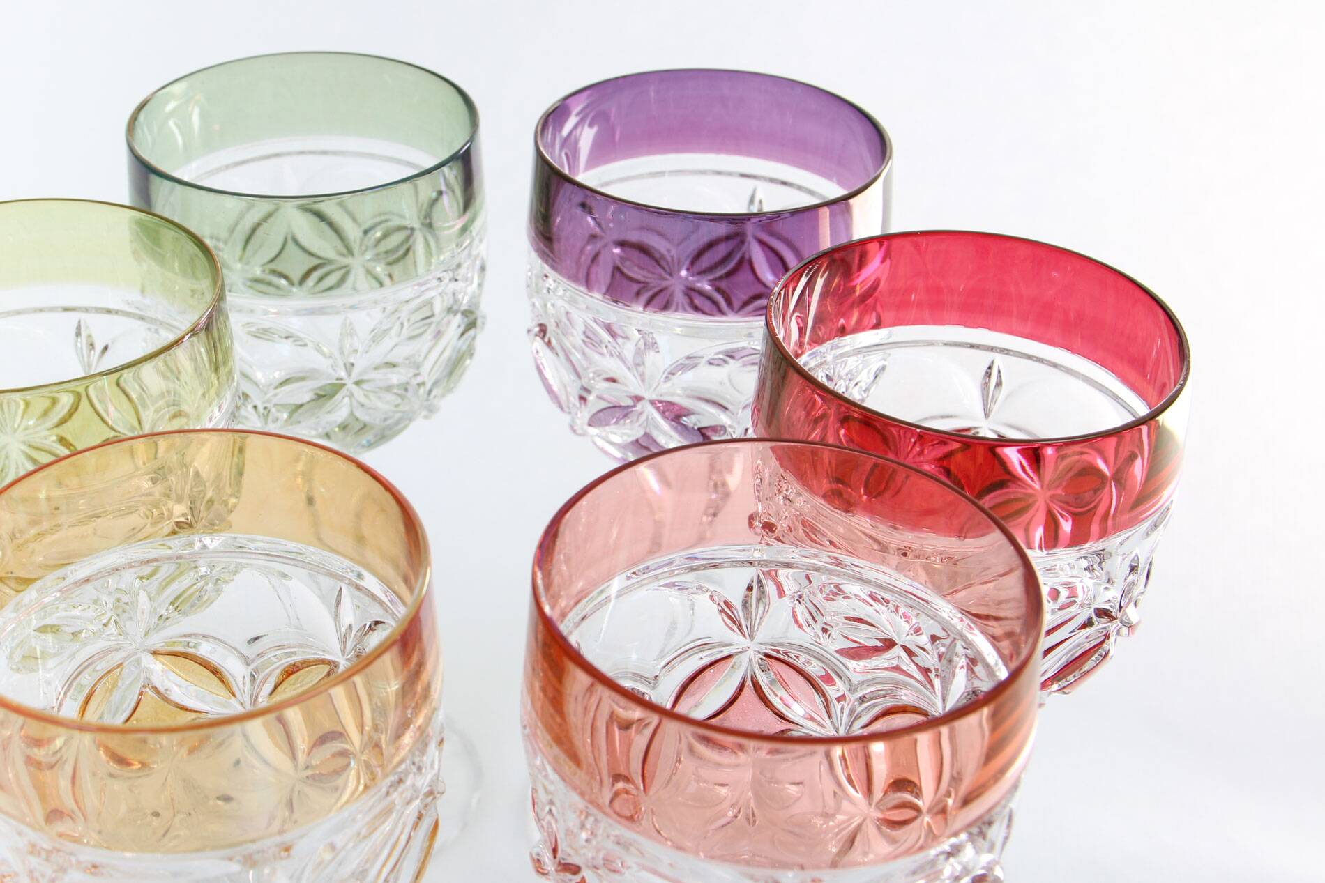 Mid-Century Hand Blown Crystal Wine Glasses from Hofbauer, Set of 6