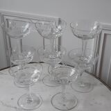 Set of 8 crystal cups engraved 30s