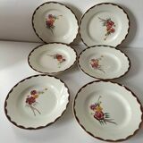 6 dessert plates HBCM Montereau model Huguette