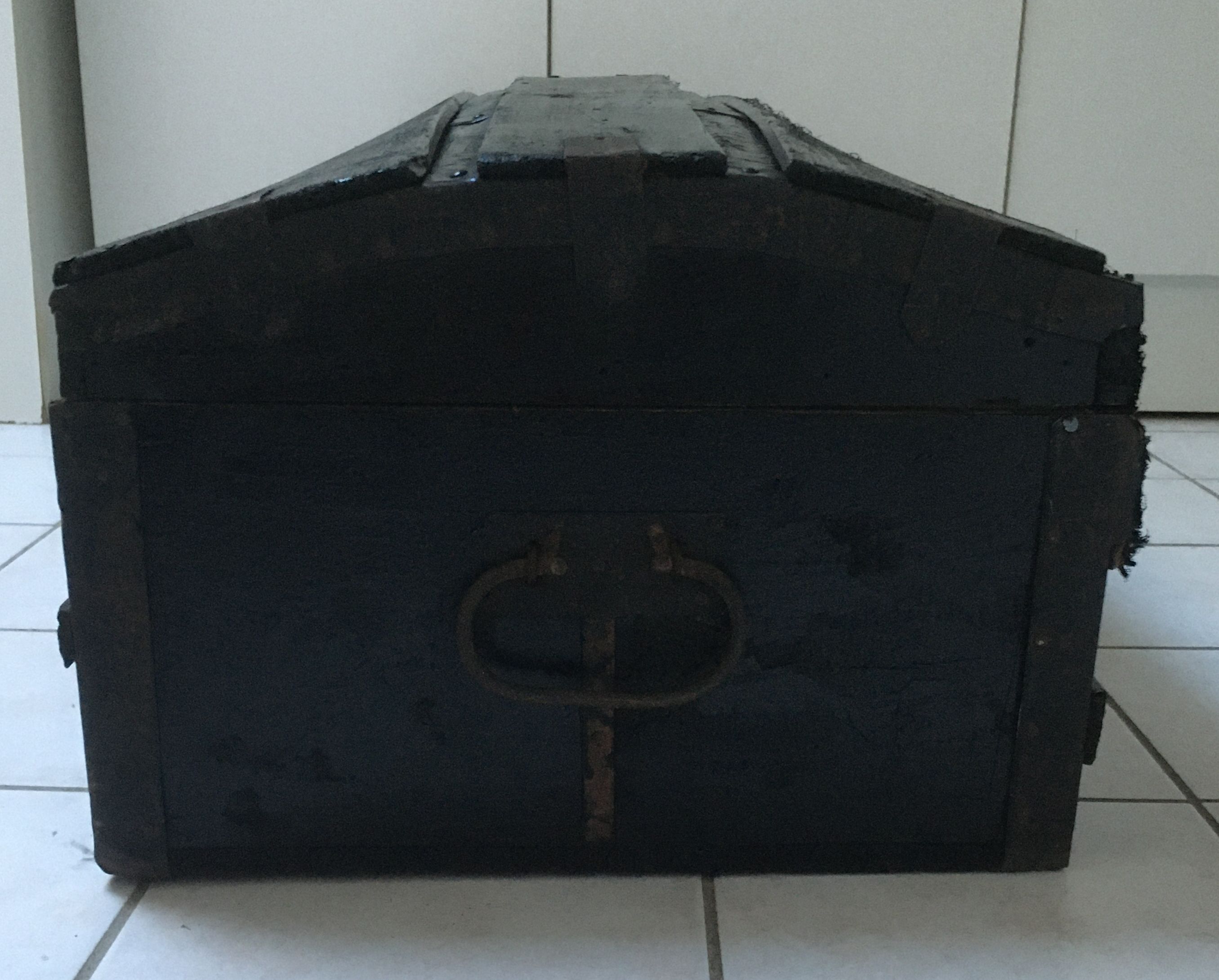 Old 19th century wooden travel chest