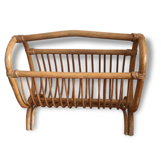 Magazine rack in bamboo and rattan