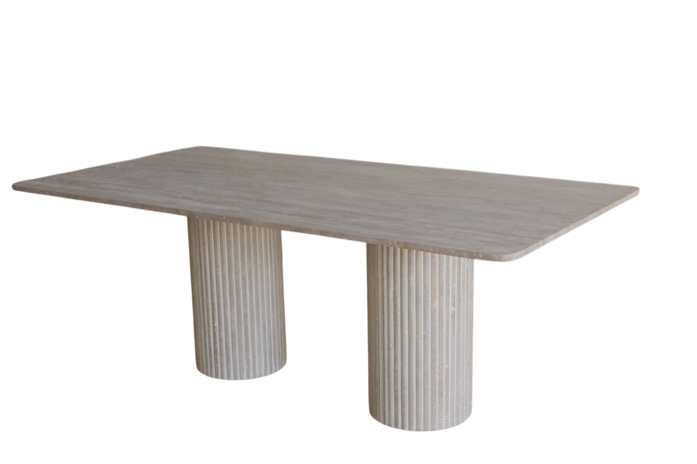 Olympia Rectangular Dining Table - Natural Travertine