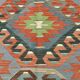 6x10 Light Blue & Green Goemetric Kilim Rug, Handmade Wool Bedroom Carpet