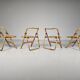 Set of 4 Dal Vera bamboo folding chairs, brass details, Italy, 1960s.