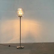 Spherical chrome and glass planetary floor lamp from the mid-century German space age by Doria Leuchten, 1960s.