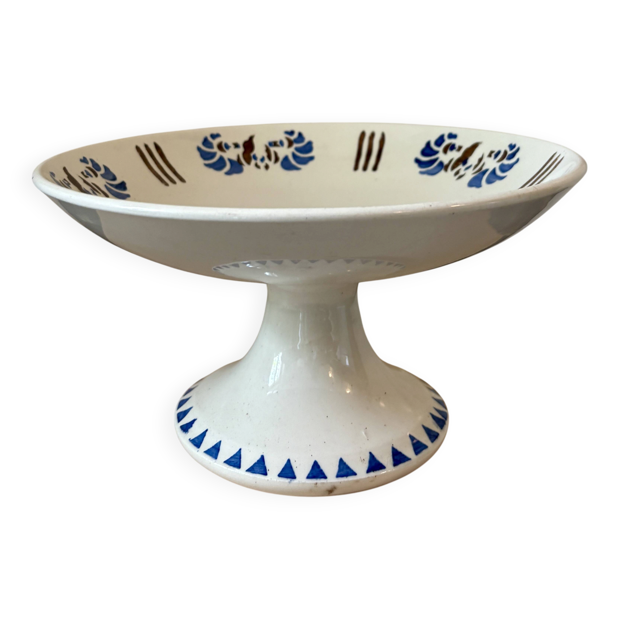 Compote dish or antique footed plate in ironstone - Laval -