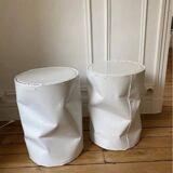 Vintage design side table in white metal