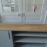 Furniture, vintage bookcase re-enchanted in verdigris, wooden top.