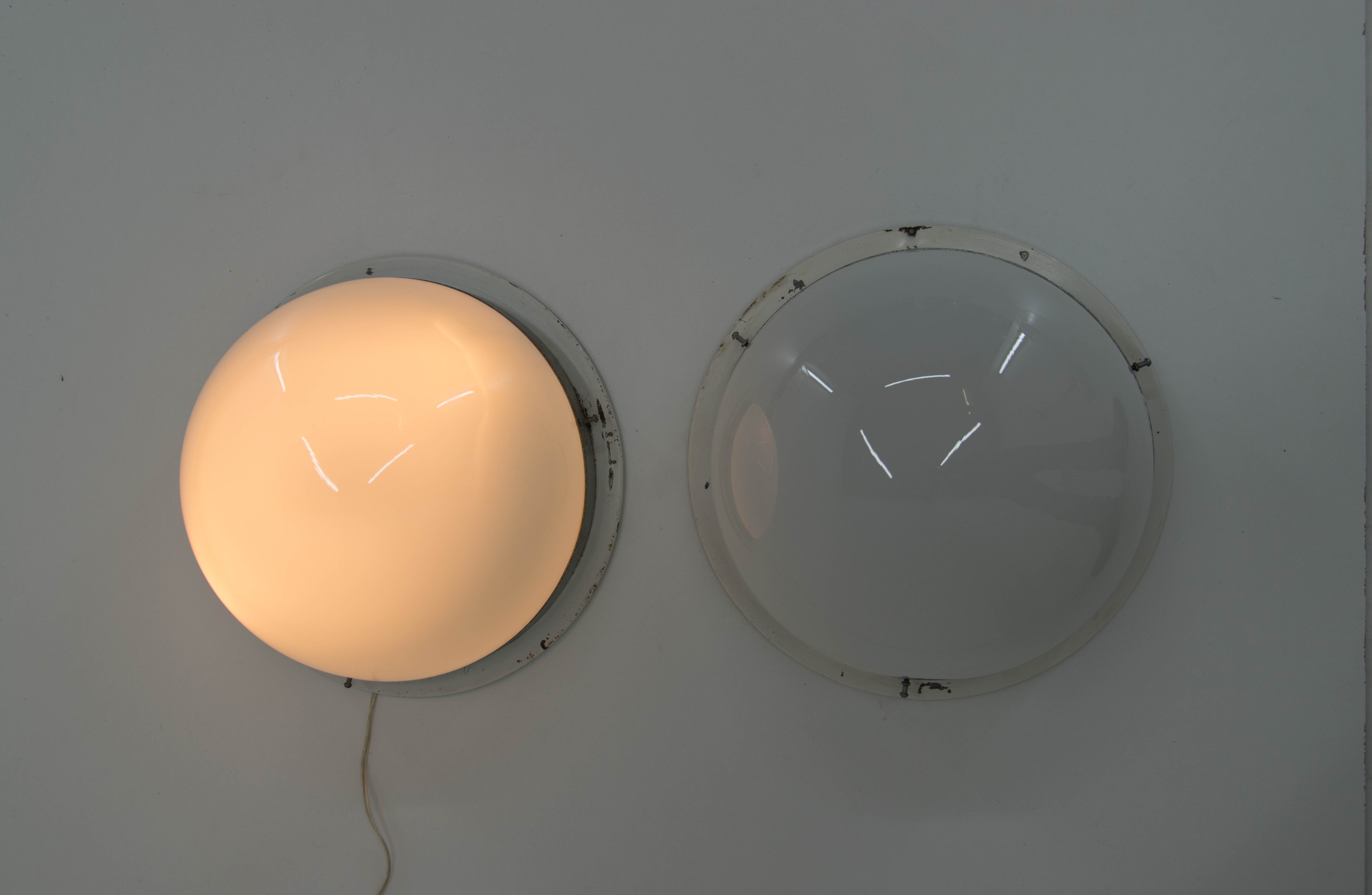 Big Bauhaus Chrome Flush Mount or Wall Light , 1940s, EIGHT items Available