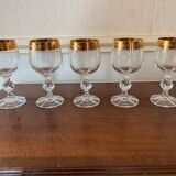 Crystal glasses with gilded edging
