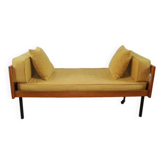 Vintage daybed/bench 1960 oak and rattan