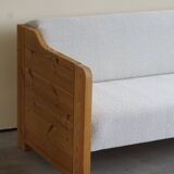 Mid Century Danish Daybed in solid pine, reupholstered in wool, 1980s