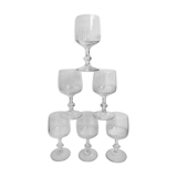 Set of 6 small crystal wine glasses engraved 30-40s