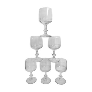 lot de 6 petits verres à vin en cristal gravé années 30-40