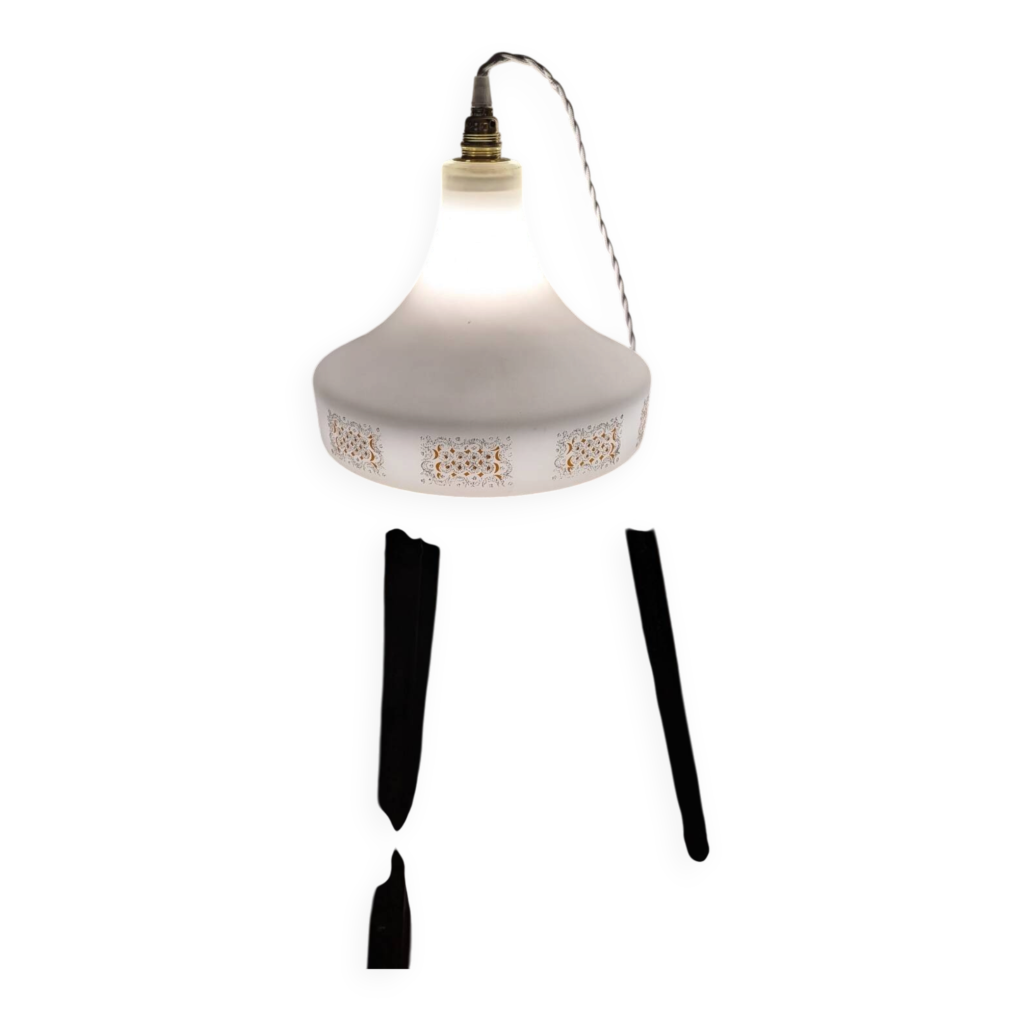 Suspension en opaline décor géométrique