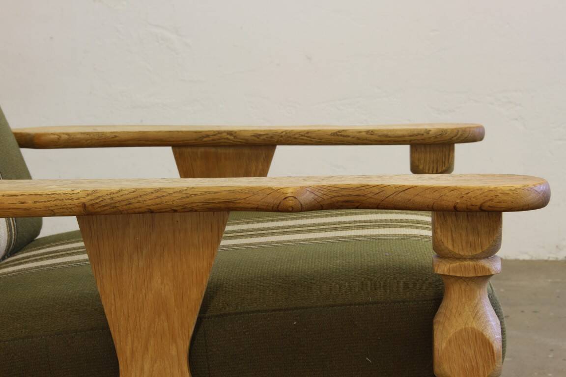 Vintage 1960s Danish low back lounge chairs in light oak, Henning Kjærnulf style