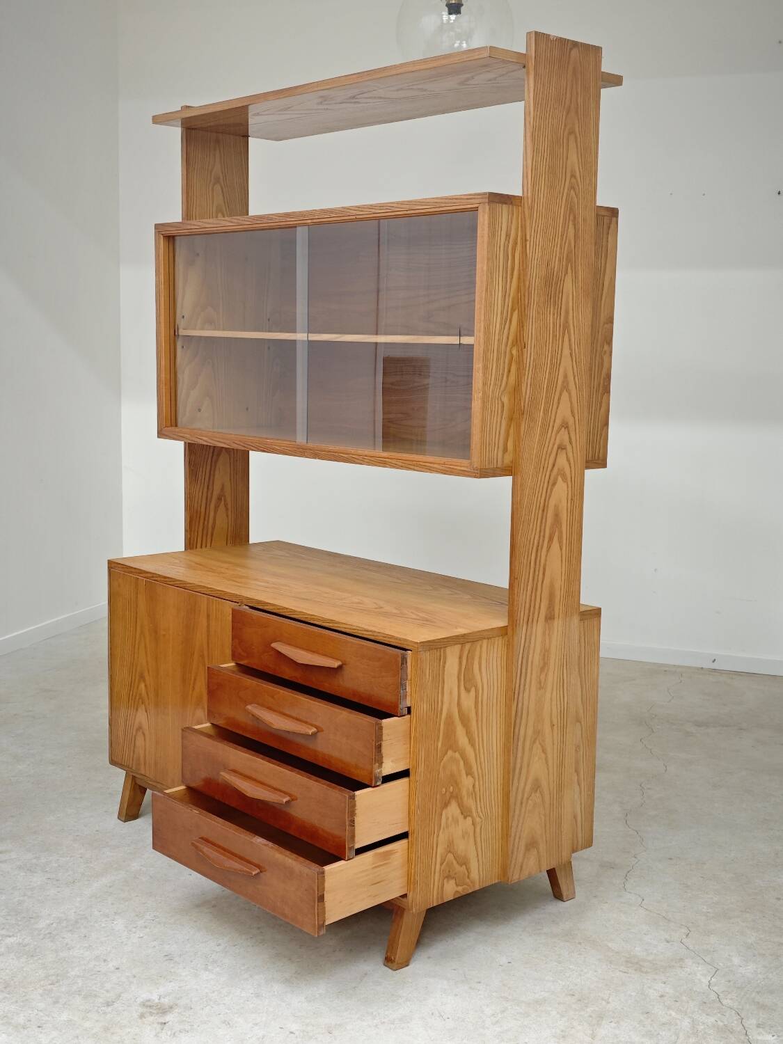 High sideboard, wooden display cabinet by Frantisek Jirak – 1960