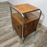Table de chevet chromée Bauhaus par Robert Slezak