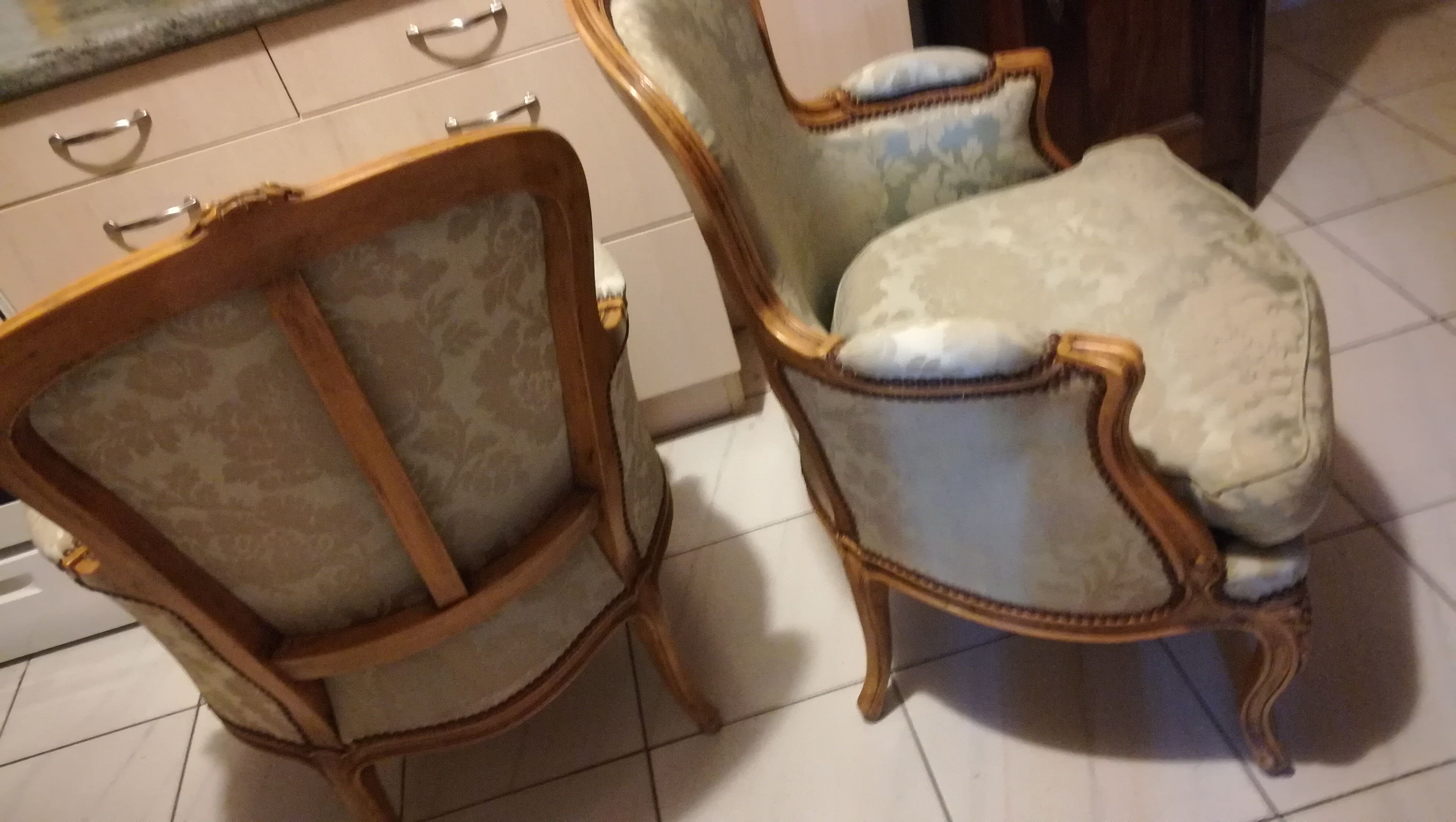 Louis XV style armchairs pair