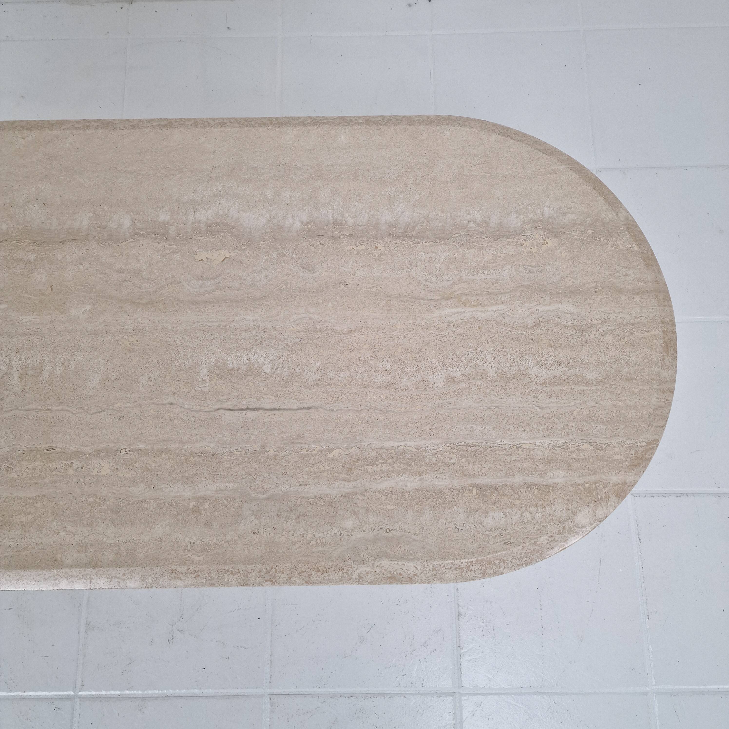 Italian Oval Travertine Coffee Table – Natural Elegance with Sculptural Sty