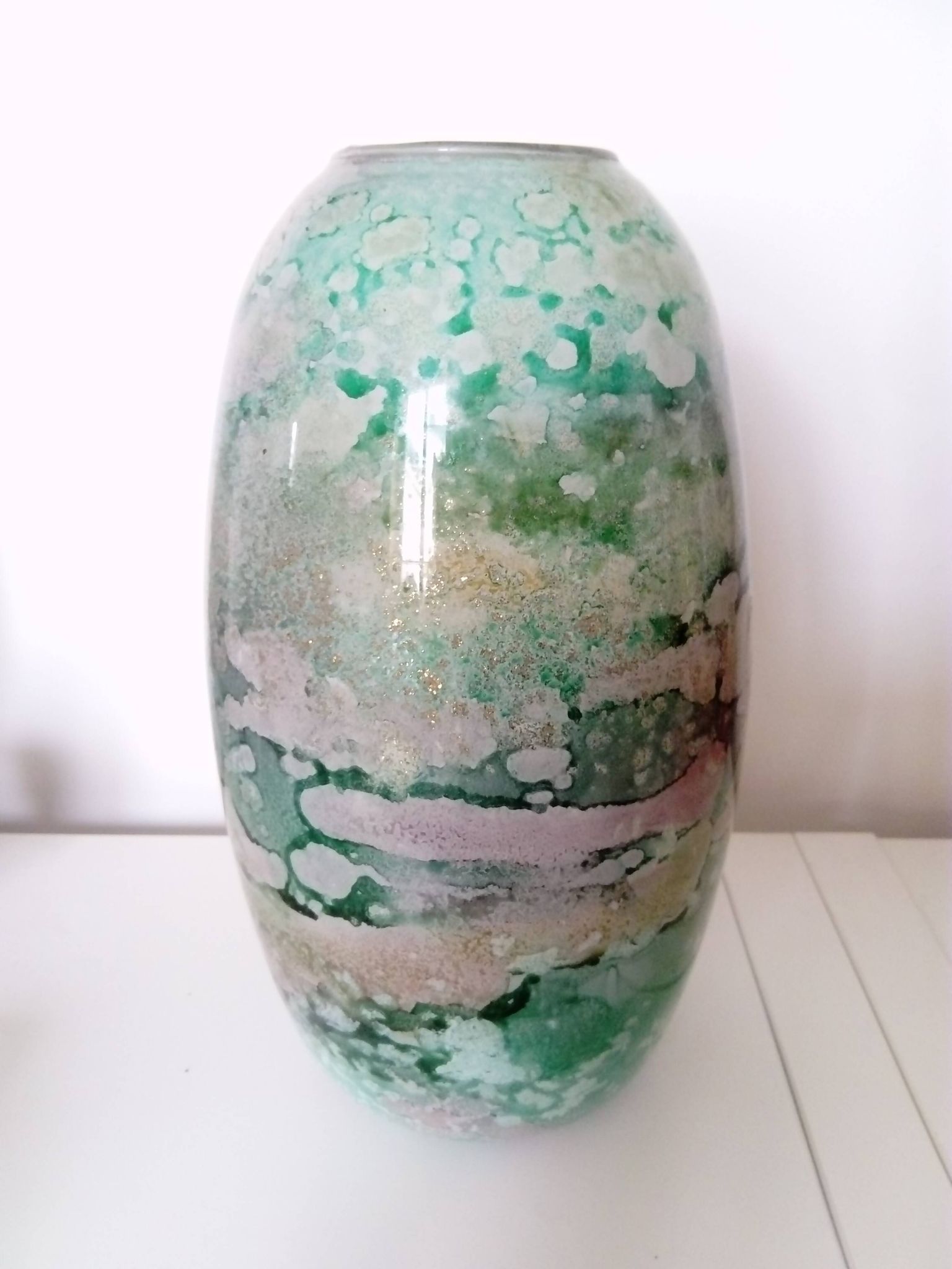 Large lacquered glass vase signed Jean-Noêl Bouillet
